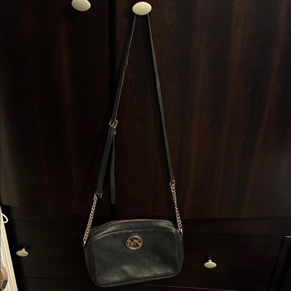 Michael Kors Black Crossbody Bag with Gold Chain